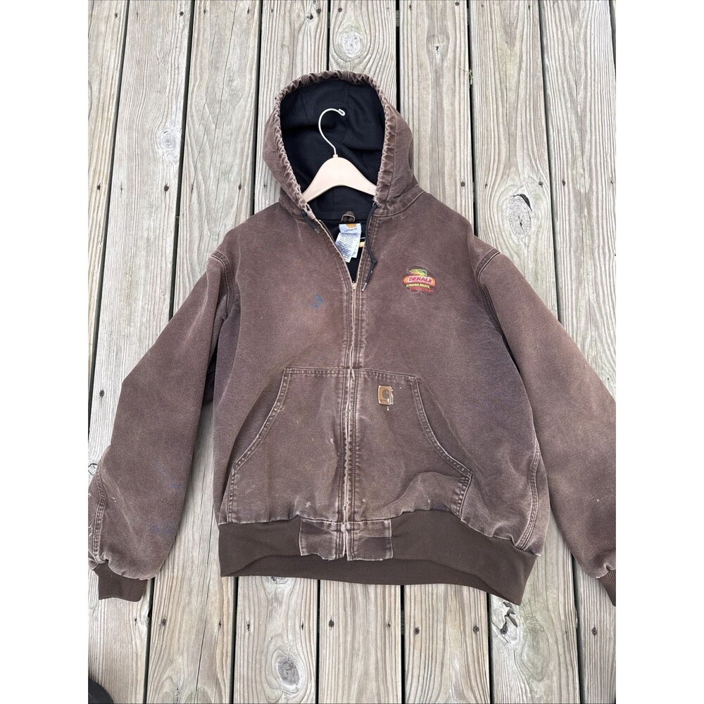 Vtg 2007 Carhartt J28XL Brown Dekalb Seed Embroidered Distressed Hood** Defender